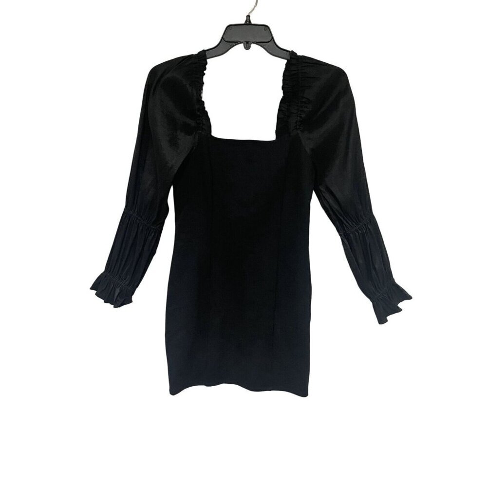A Loves A Black Mini Dress Puff Sleeves Size Med ‎ NWT Witchy Goth Dark Romantic